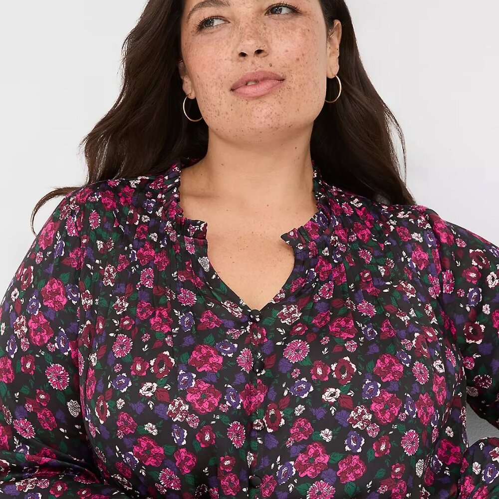 Limited Edition EUC Lane Bryant Midnight Floral Midi Ruffle Dress